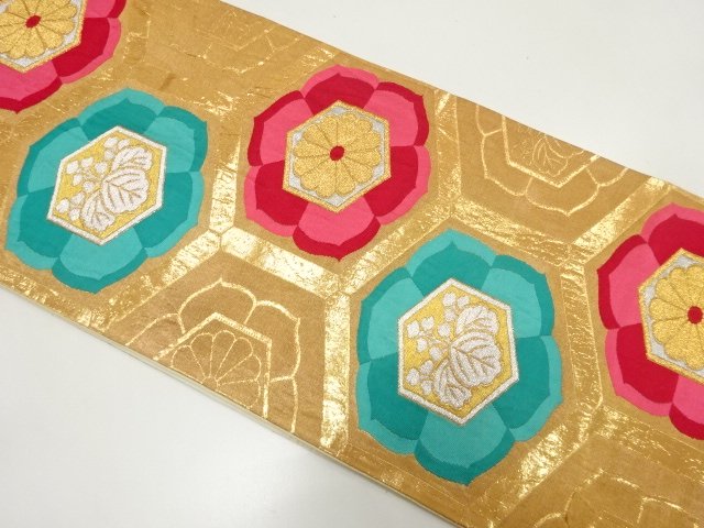 JAPANESE KIMONO / ANTIQUE FUKURO OBI / WOVEN PAULOWNIA & KIKKO PATTERN